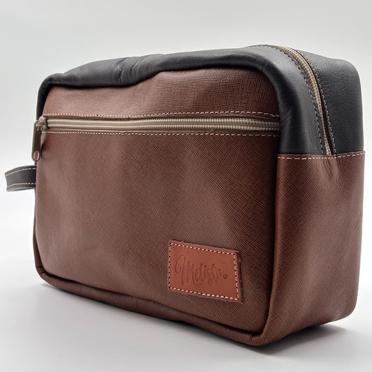 Neceser clásico camel con café