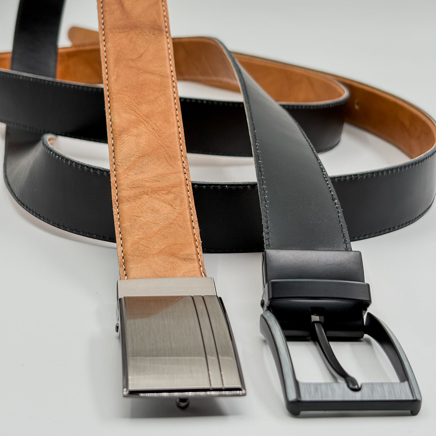 Faja reversible Negro y Camel
