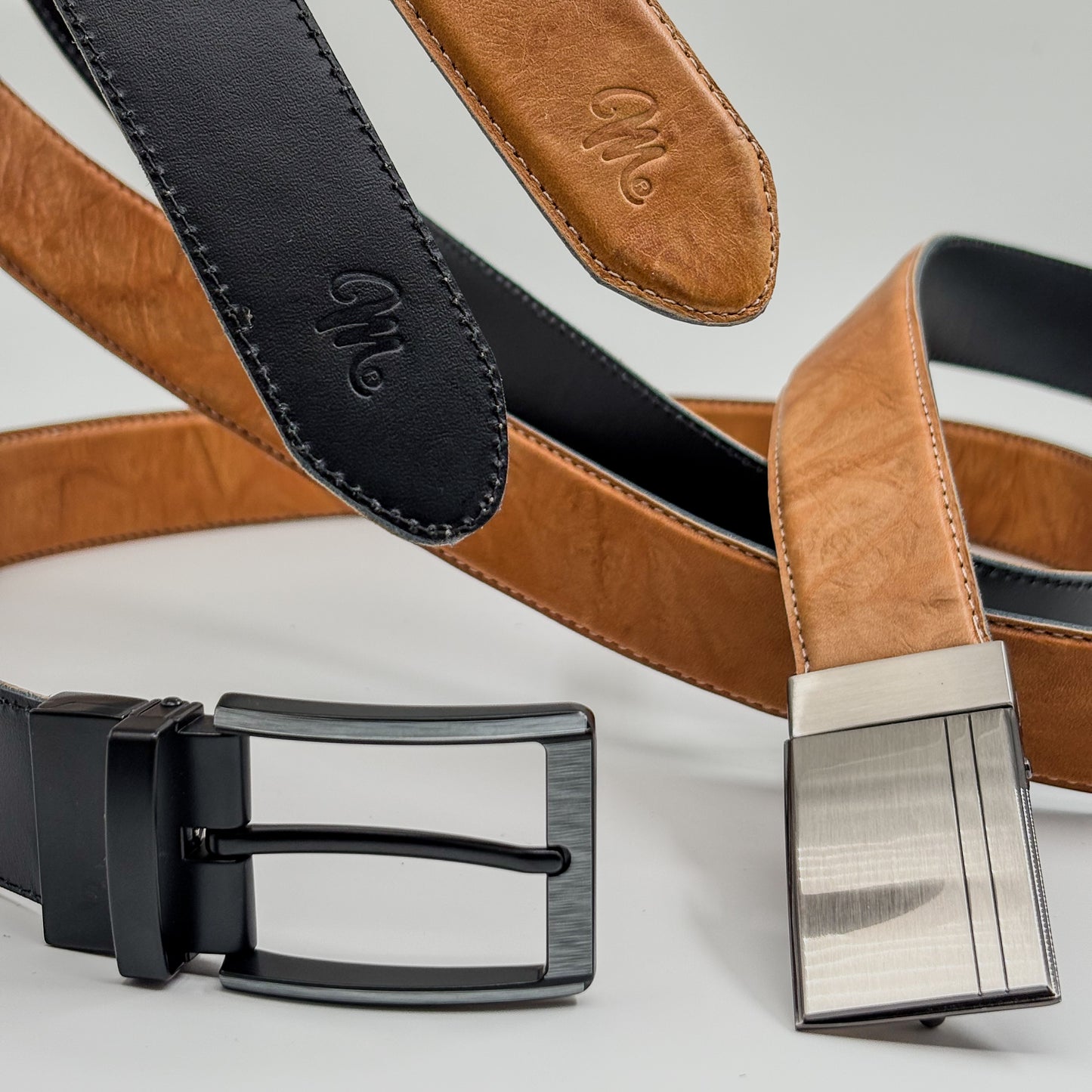 Faja reversible Negro y Camel