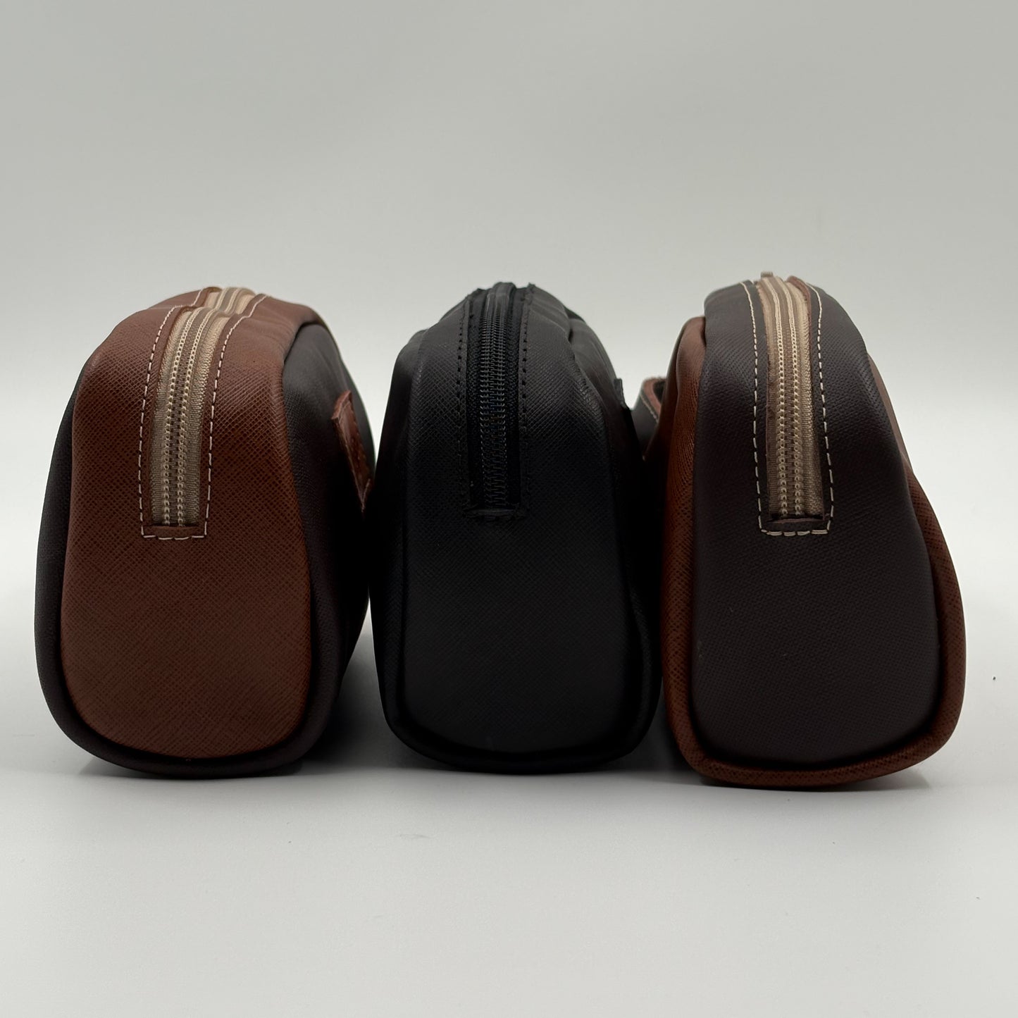 Neceser tamaño mediano camel con café