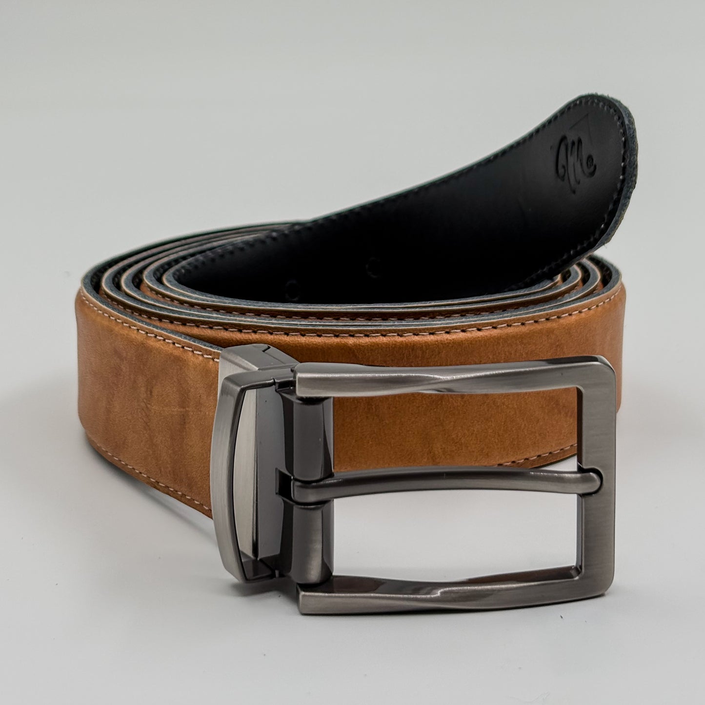 Faja reversible Negro y Camel