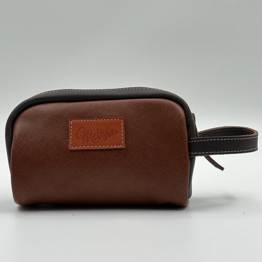 Neceser tamaño mediano camel con café