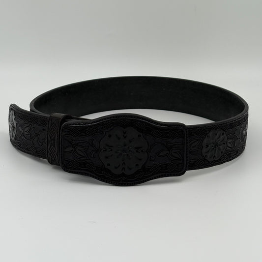 Faja Flor de Cuero Negra