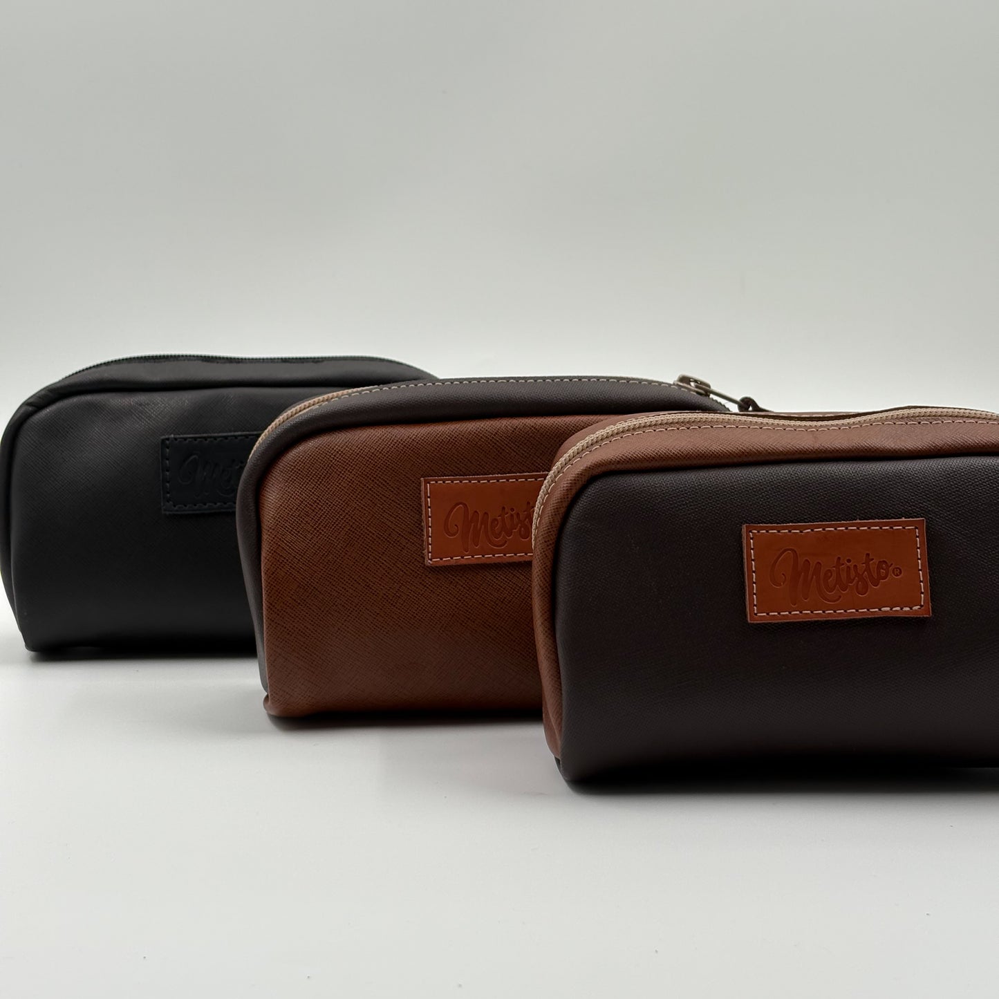 Neceser tamaño mediano camel con café